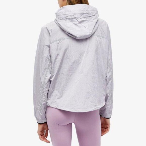 VARLEY TERRACE Hooded Windbreaker Jacket Metallic Ash Grey Long SLeeve Med NWT - Picture 3 of 6